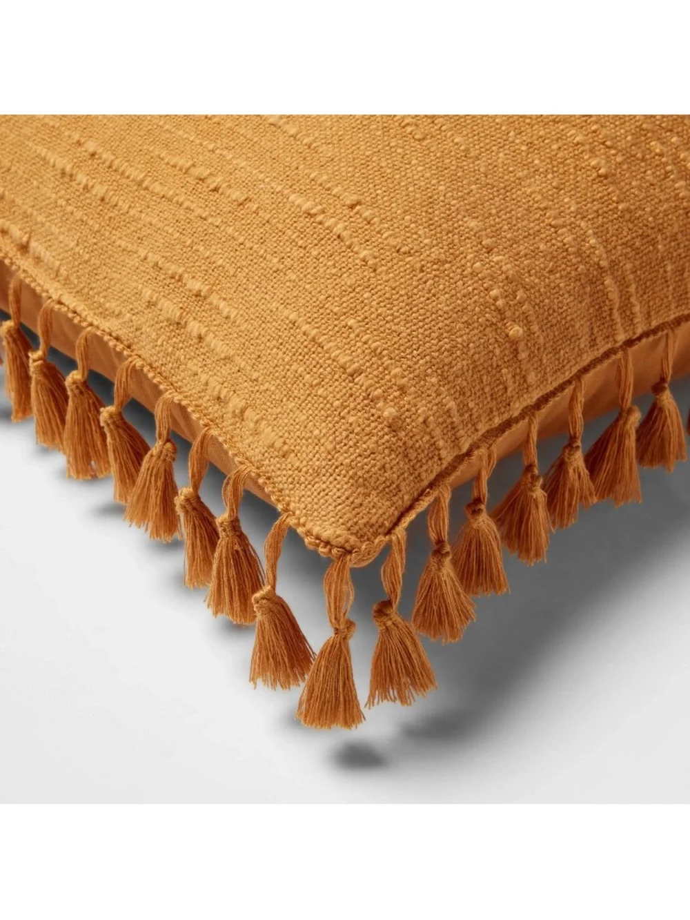 Threshold 24” x 24” Gold Textured Tassel Edge Decorative Pillow